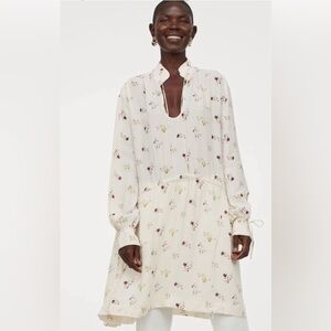 H&M - oversized A-line tunic dress in creamy floral